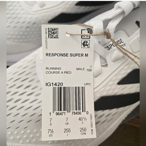 Adidas Response super M men's white and black running shoes size 7.5 - Picture 9 of 10